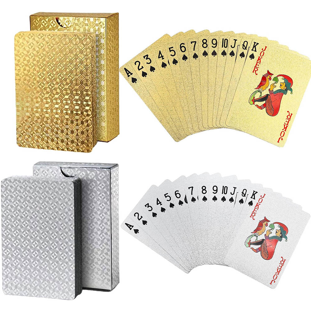 Board Game Viral - Naipes impermeables de plástico dorado, novedad,