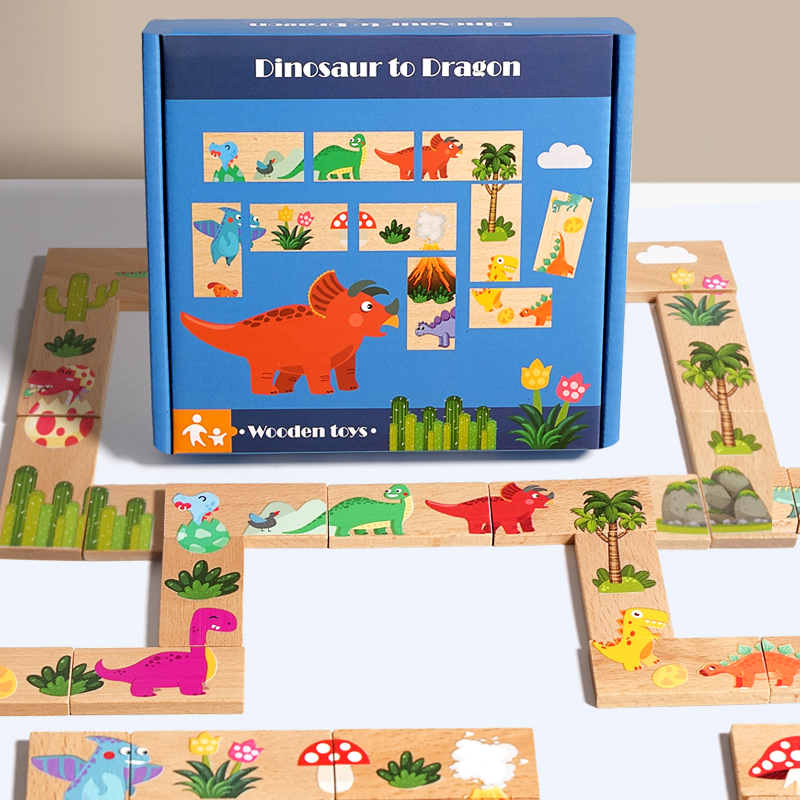 Domino de dinosaurio de madera - Board Game Monopoli reseña y precio
